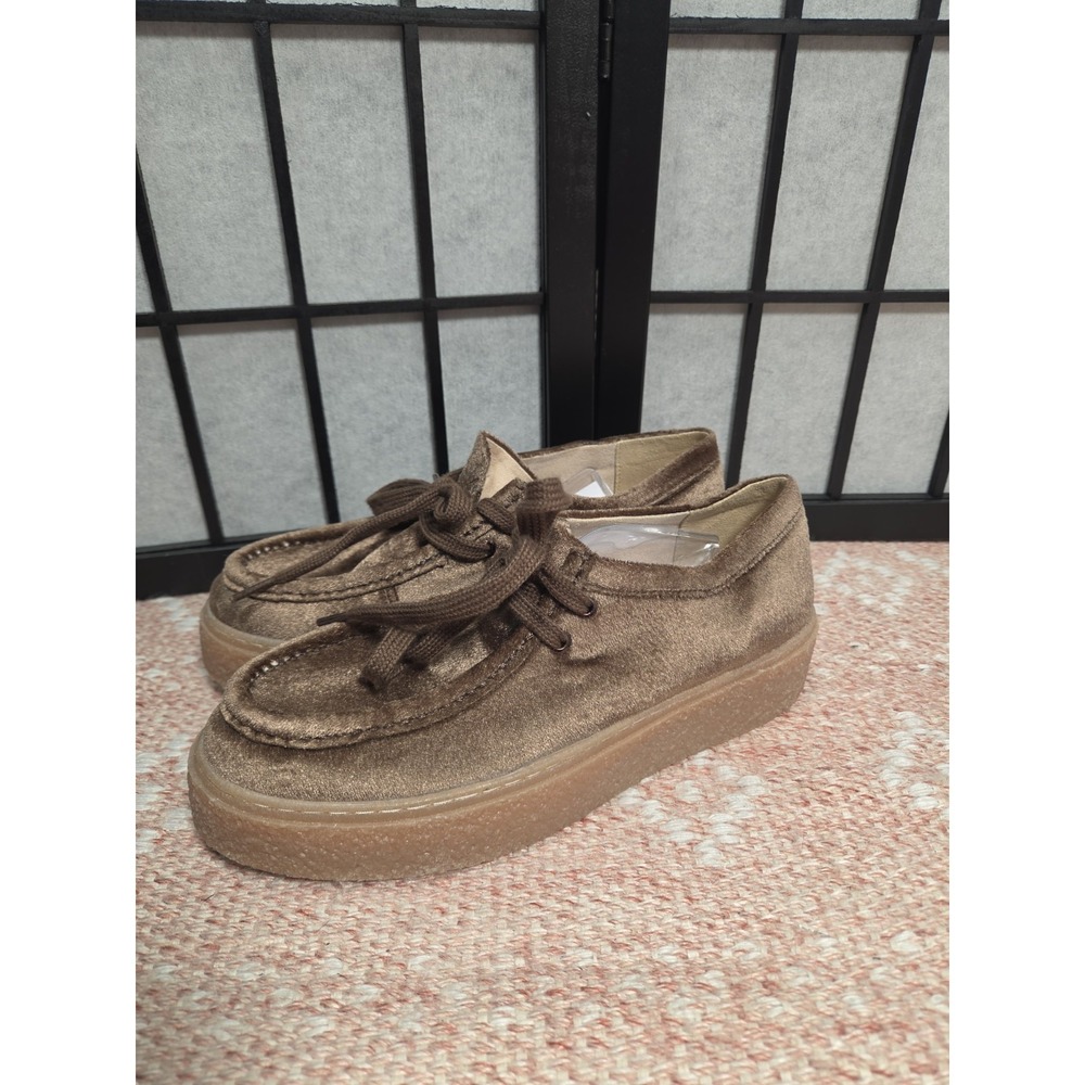 Hush Puppies Bridget Dark Brown Velvet Suede Lace Shoes Size 7
